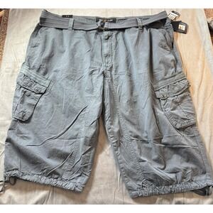XRAY Jeans Shorts Mens 52 Gray Cargo Belted Drawstring Big & Tall 19' Tactical
